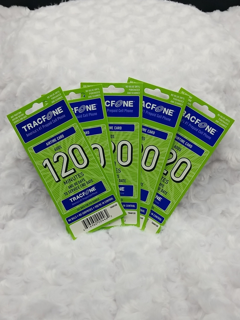 5 Brand New Tracfone 120 Minutes Prepaid Airtime Cards